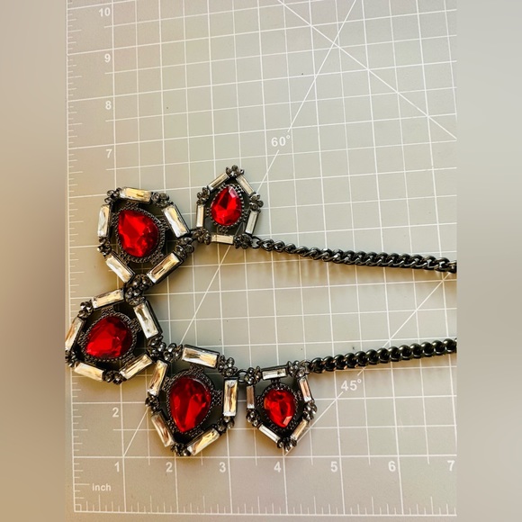 Modern Vintage Red Crystal Statement Necklace - Picture 13 of 14